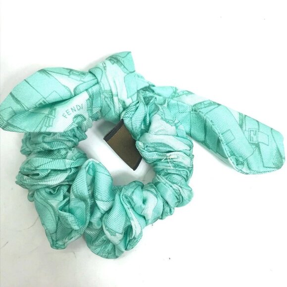 FENDI Ribbon hair accessories hair tie rabbit Scrunchie silk Green Unused - Picture 2 of 6